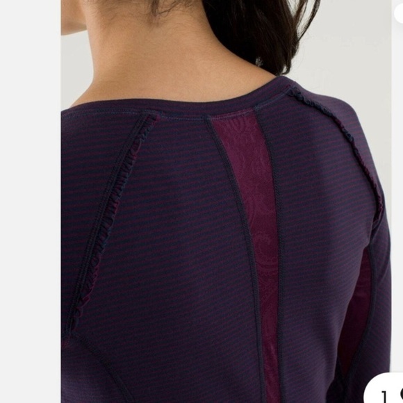 Lululemon Womens Athleisure Active Full Tilt Long Sleeve Top Hyper Stripe Plum - Picture 4 of 6